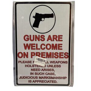 Nostalgic G-ns Are Welcome Media Golden Era Pin Up Art Tin 12"x 8" Sign New